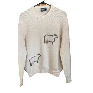 Glen Carron Womens Cream  Knit Wool Sheep  Motif Sweater S